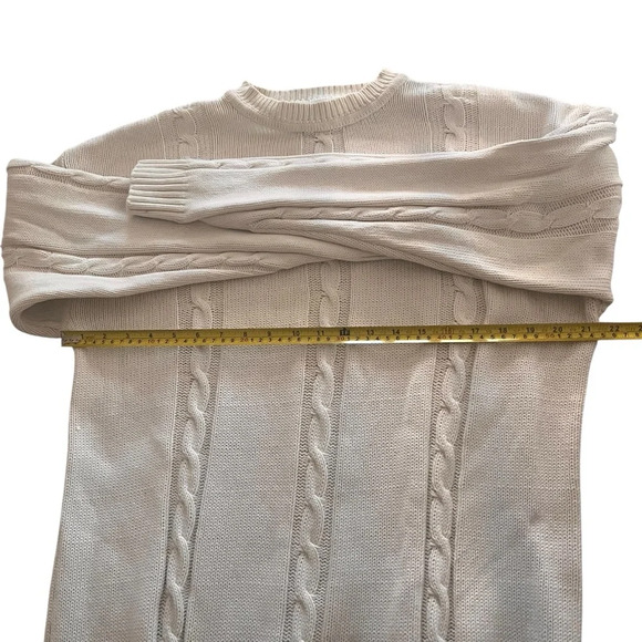Cambridge Classics Vtg Off-white Cable Knit Thick Sweater 100% Cotton-Medium - Picture 7 of 8